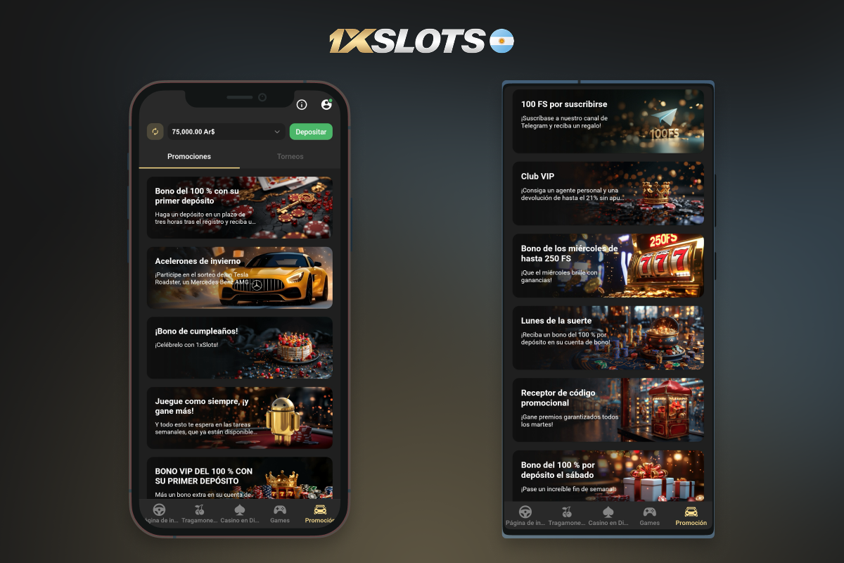 bonos y promociones en las aplicaciones de 1xslots casino