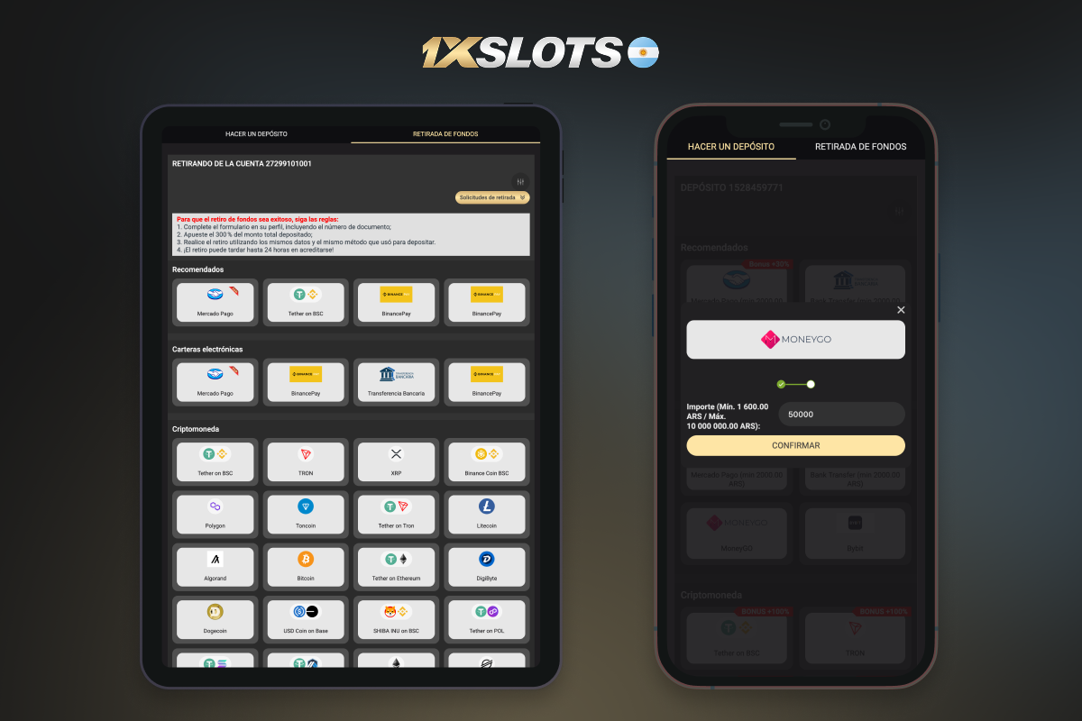 metodos de retiro y depósito en 1xslots casino